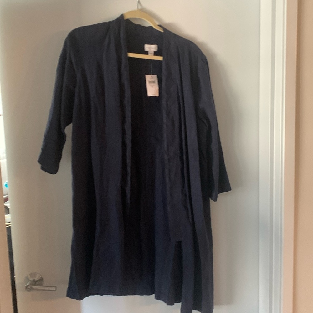 Jjill linen duster, med, navy blue